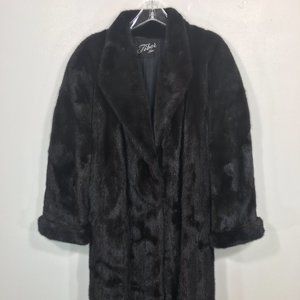 Classic MINK fur coat dark brown black Women's Large jacket 498